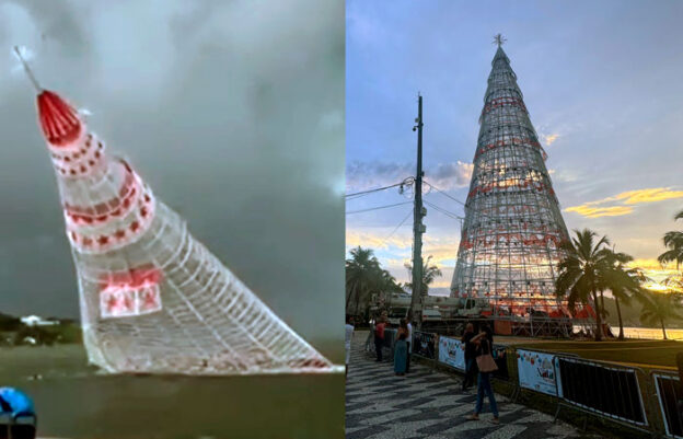 Árvores de Natal de Maricá e Niterói sofrem acidentes
