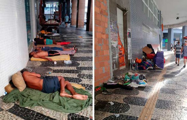 Calçadas da Avenida Amaral Peixoto transformadas em dormitório, Niterói