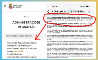 Reproduções do site e do Diário Oficial da Prefeitura de Niterói