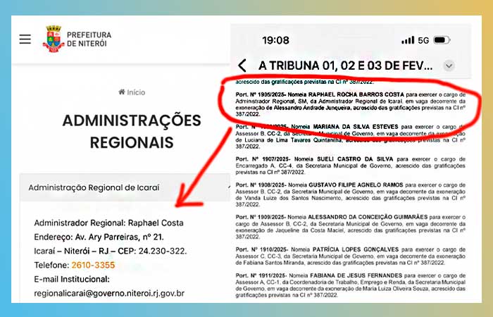 Reproduções do site e do Diário Oficial da Prefeitura de Niterói