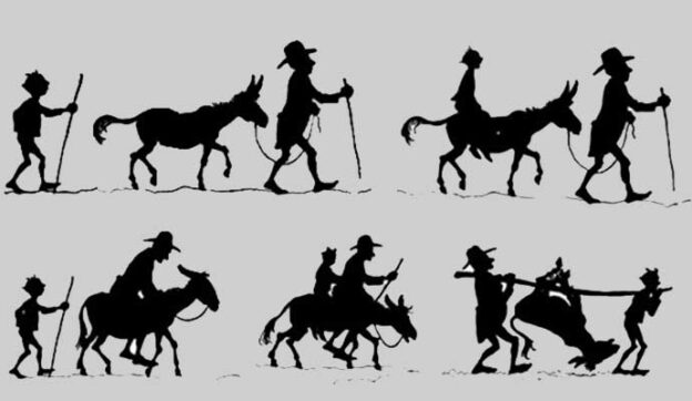 velho, menino, burro