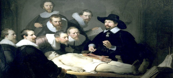 Detalhe do quadro “Lição de Anatomia do Dr. Nicolaes Tulp” de Rembrandt (1632)