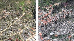 Favela do Caniçal, no Cafubá. Antes (2005) e depois (2015).
