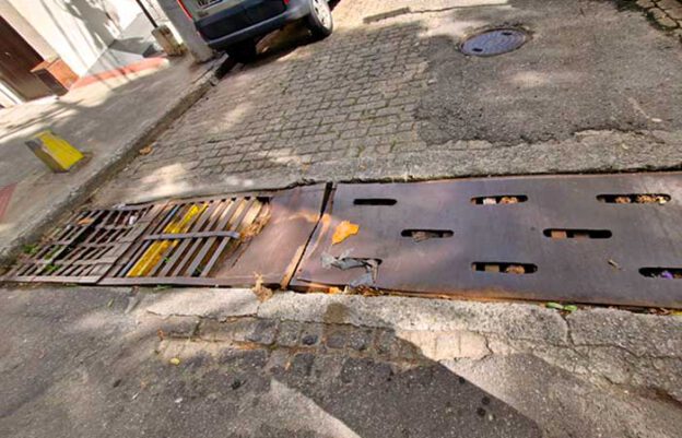 Grelha afundada pode causar acidentes no Ingá, em Niterói